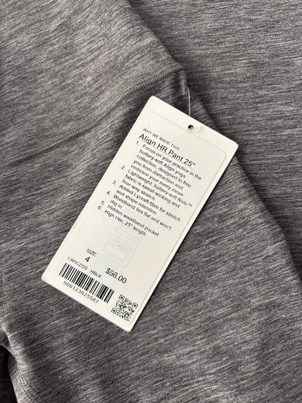 NWT lululemon Gray Align HR Pant 25" sz 4 - Picture 2 of 4